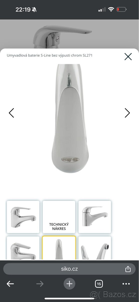 Umyvadlová baterie S-Line bez výpusti chrom SL271 - 7