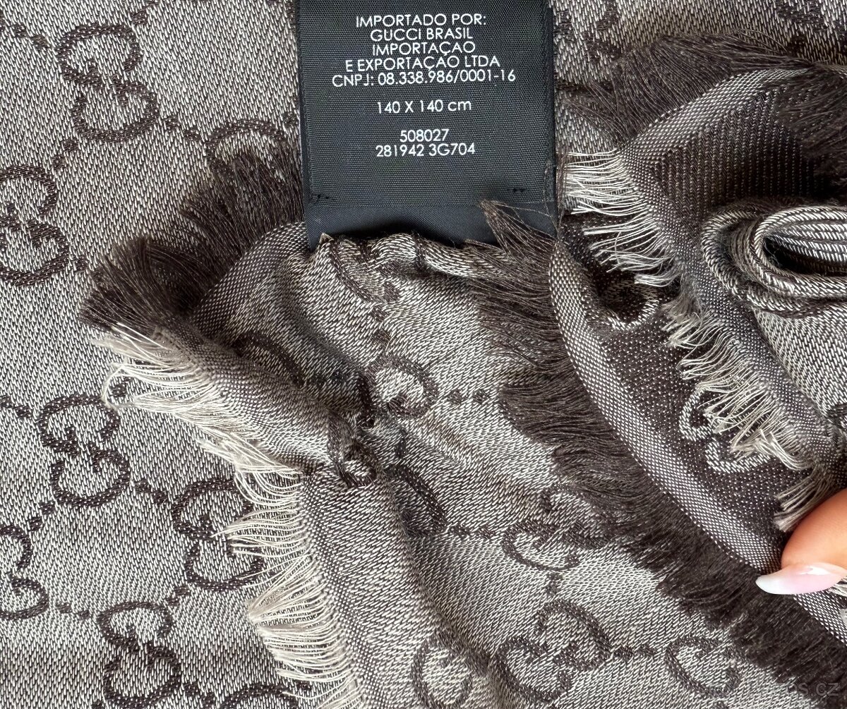Gucci Scarf GG velký monogram šedý pléd - 7