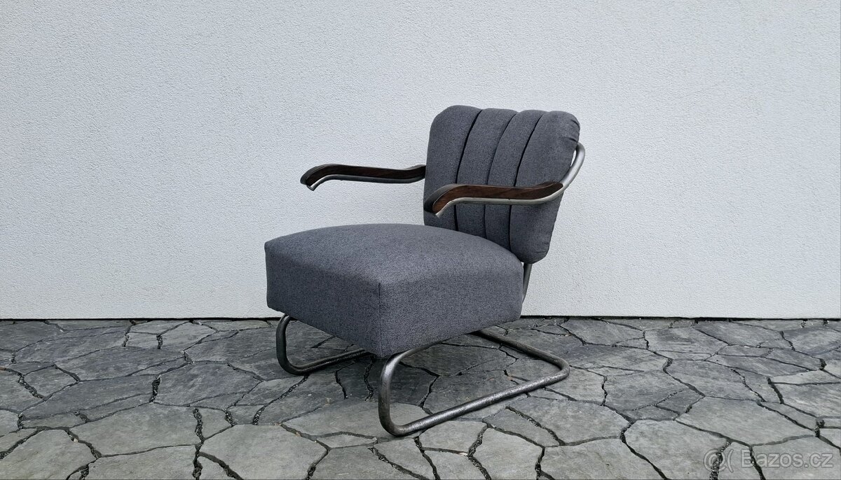 Funkcionalistické chromované křeslo - 7