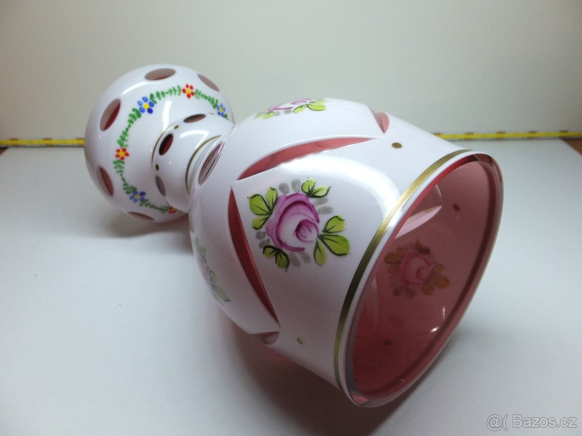 Přejímané sklo, krásný starožitný pohár-váza. - 7