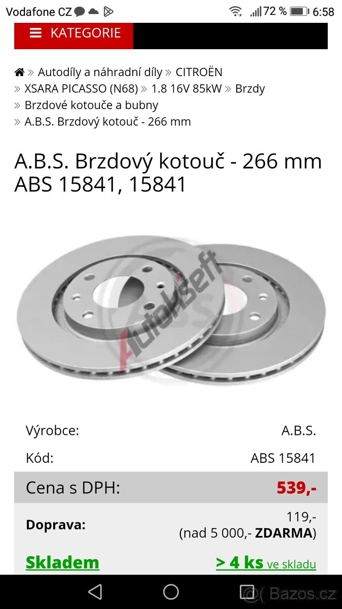 Brzdové kotouče Peugeot,Citroen - 7