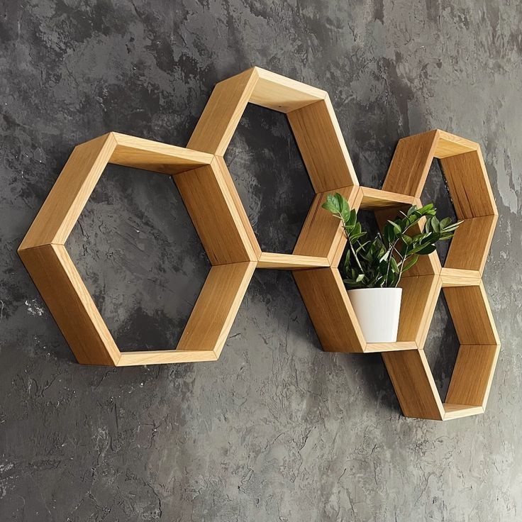 Prodám závěsné police hexagon (6 ks) - 7