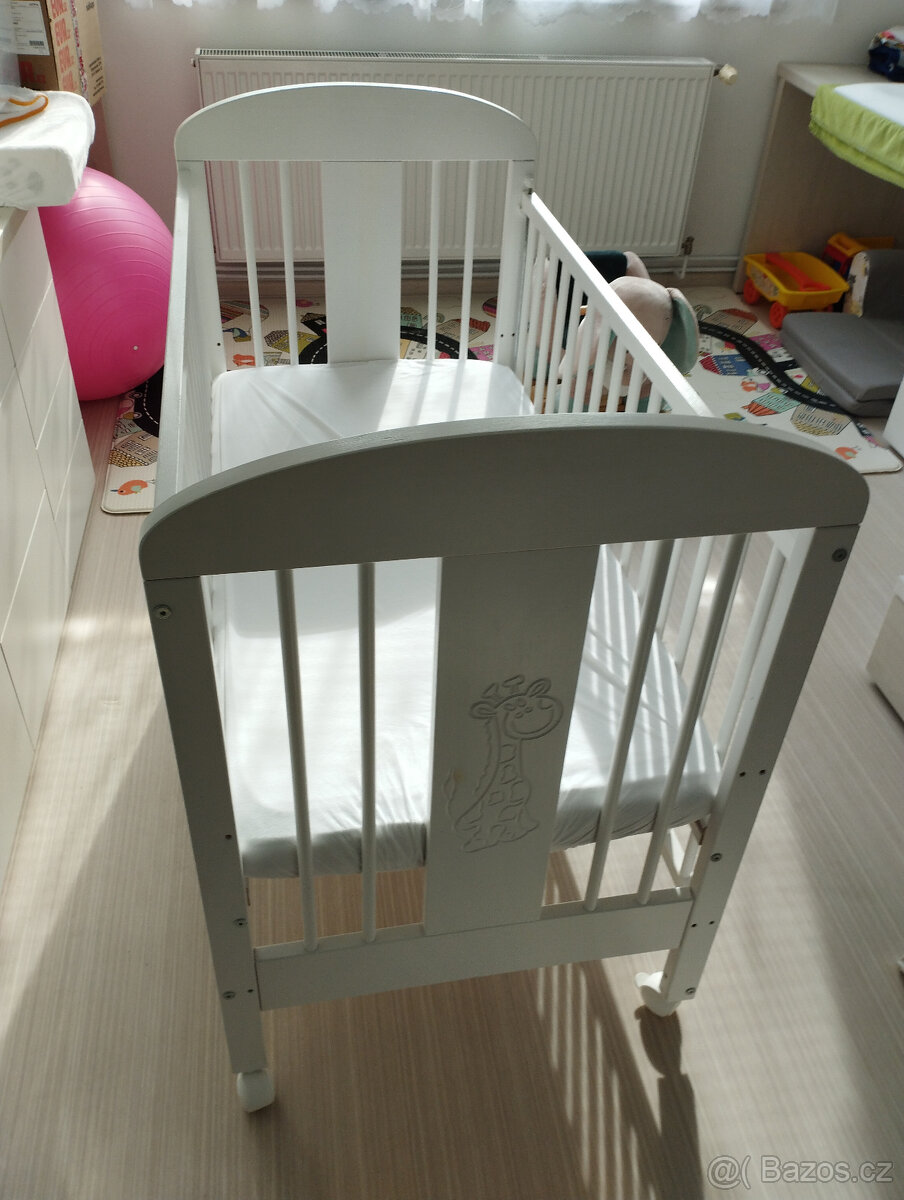 Puppolina Olina dětská kvalitní postýlka Bílá stahovací bok - 7