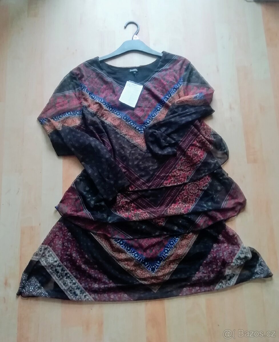 Znač.překrásné šifon.šaty nové s volány,Desigual, Xxl, menší - 7