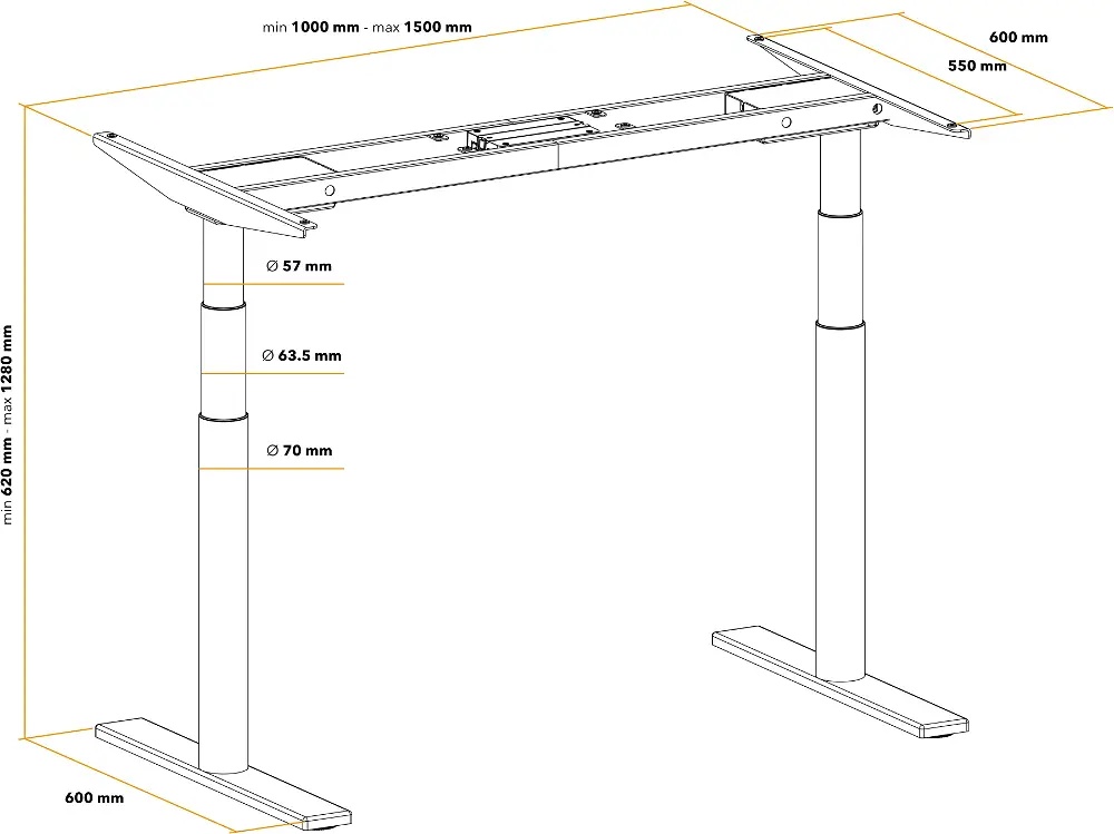 Výškově nastavitelný stůl AlzaErgo Table ET1 Ionic black - 7