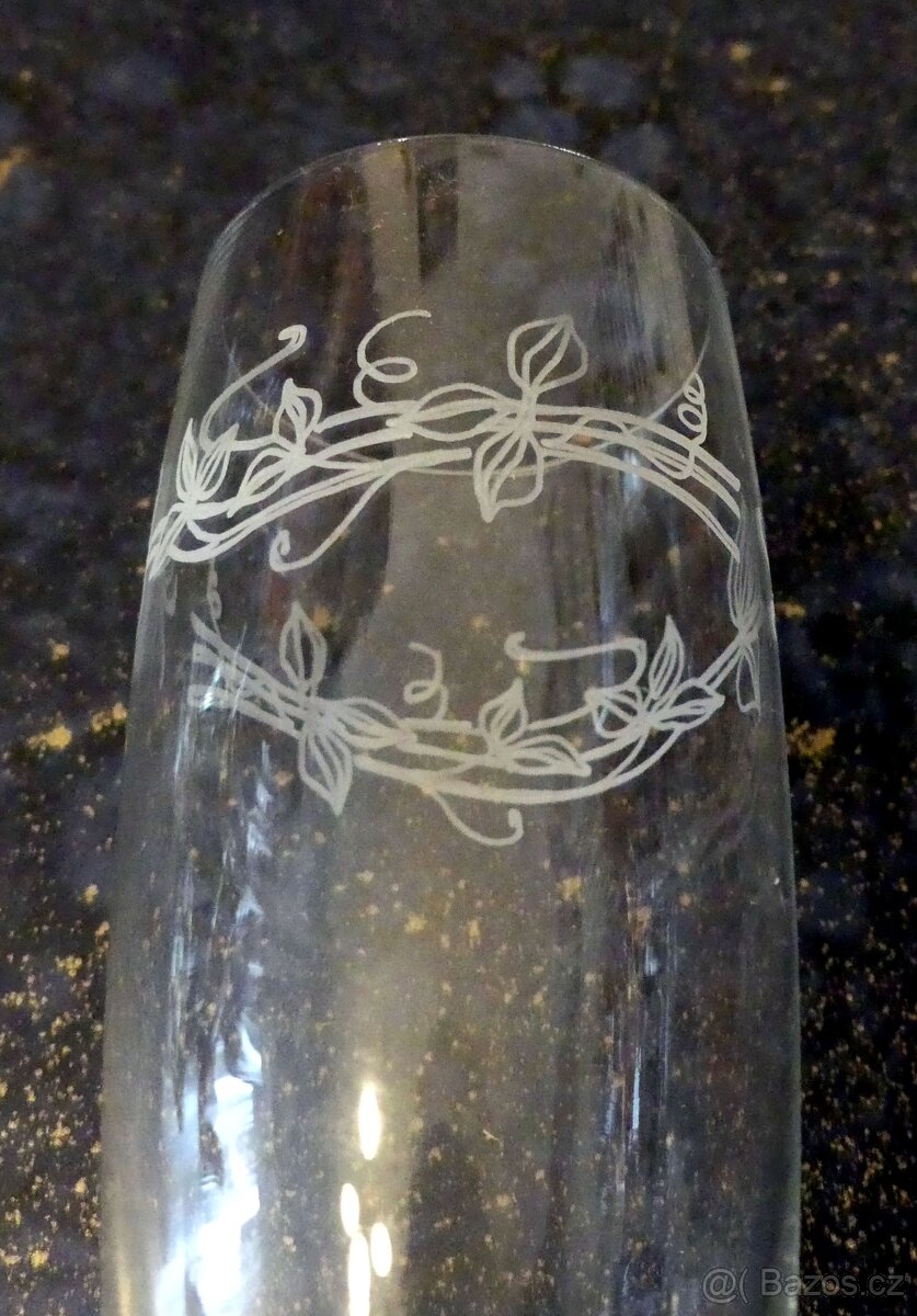 Sada 6 leptaných šampusek ze sklárny Lednické rovne - 7