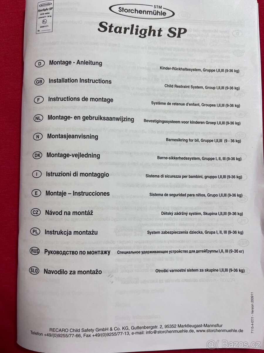 Autosedačka Storchenmühle Starlight SP - 7