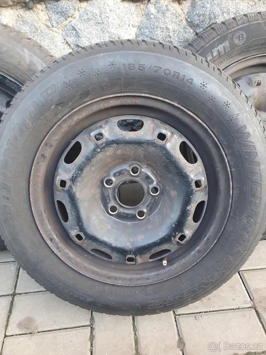 2x Pneu Dunlop Winter 165/70-14 m+s , 1x Barum Polaris - 7