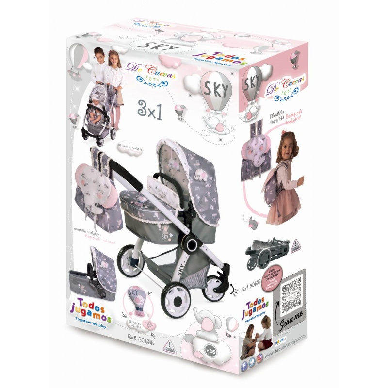 Skládací hluboký kočárek pro panenky + postylka ZDARMA - 7