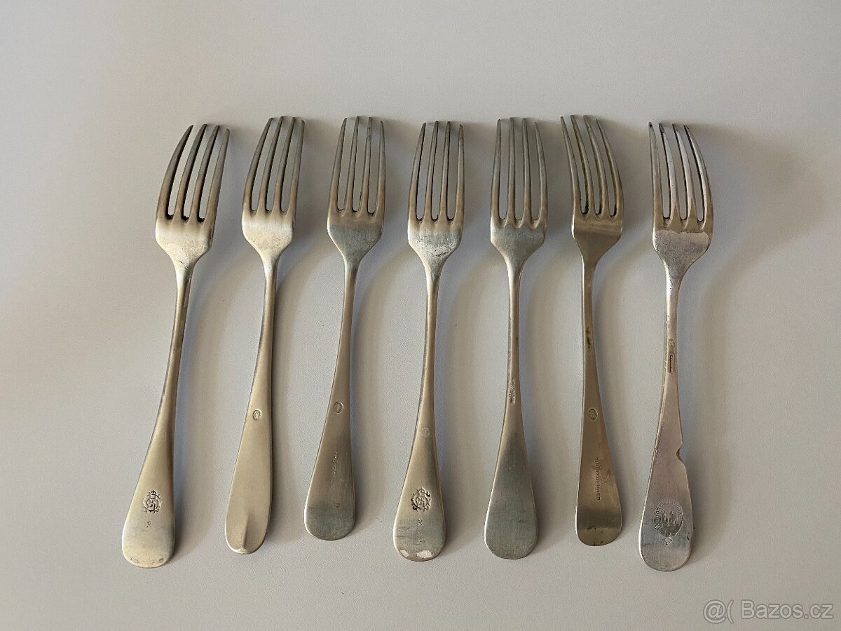 vidličky staré vidličky alpaka příbory značené postříbřené - 7