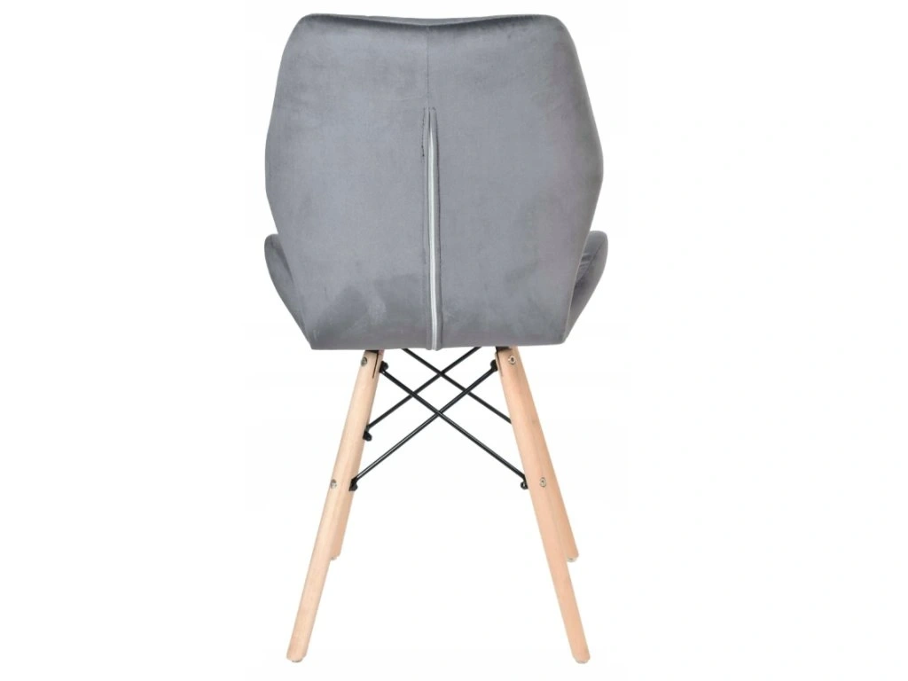 Nová sada 4 jídelní židle, šedá samet, dřevo - 7