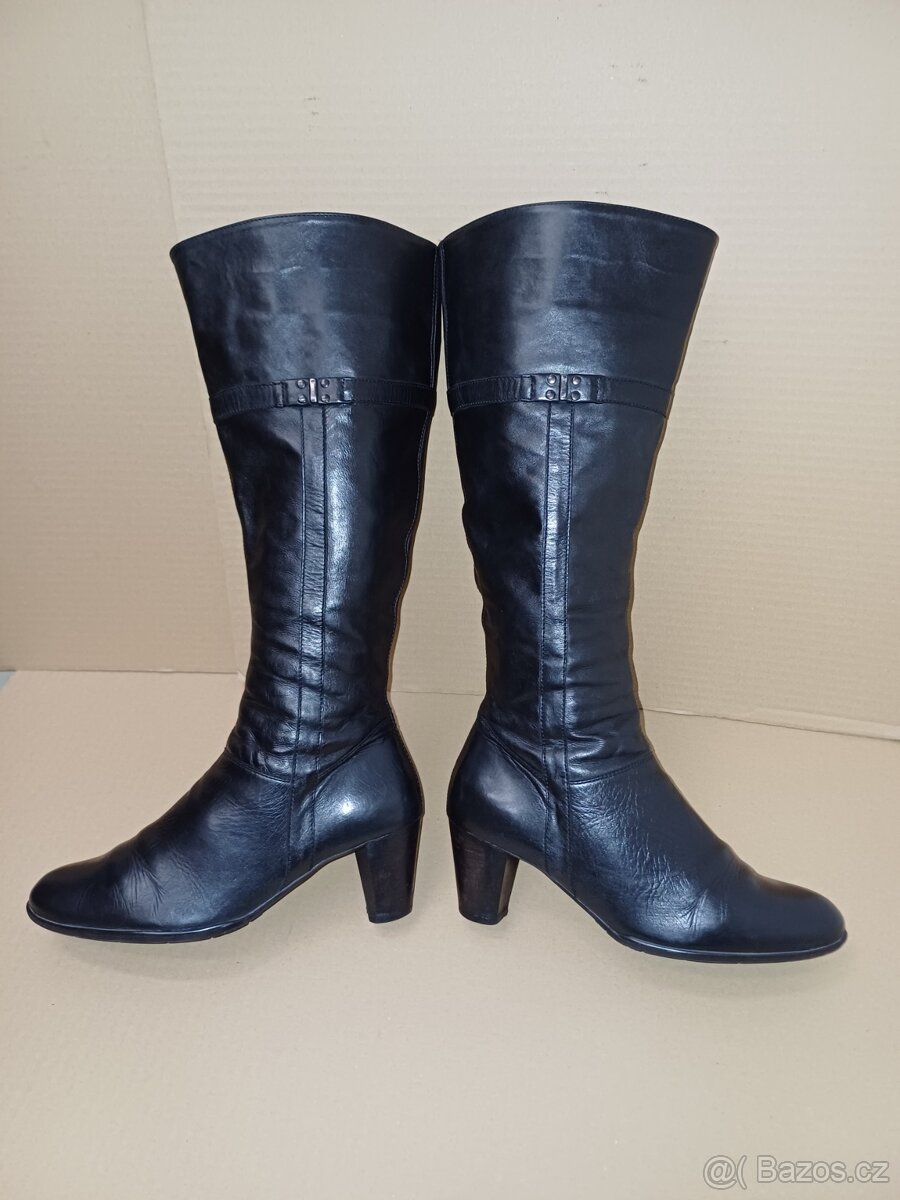 Černé kožené kozačky vel.38,5 - 7