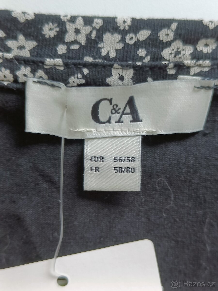 Černobílá bavlněná halenka/tričko, vel. 56 - nová - 7