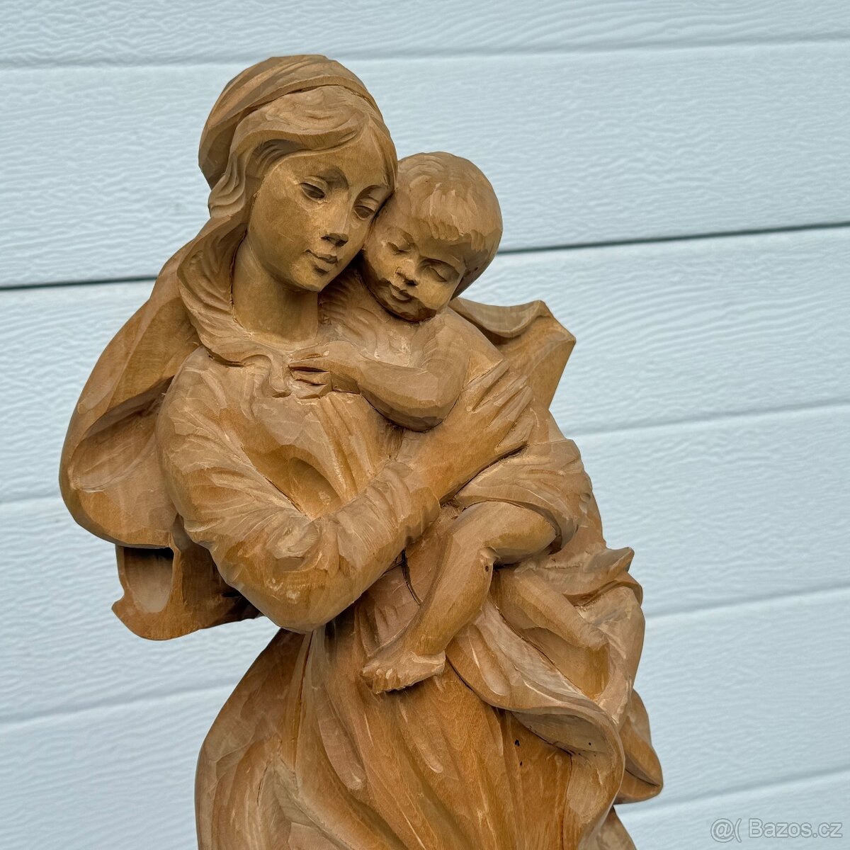 Dřevěná socha Panna Marie s Ježíškem ruční řezba - 7