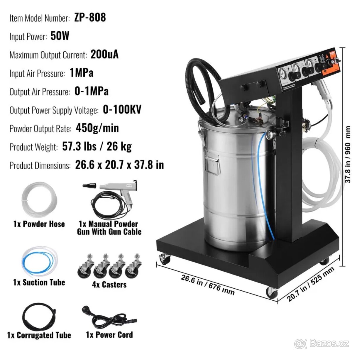 Elektrostatický práškový lakovací stroj 50W, 50l - 7