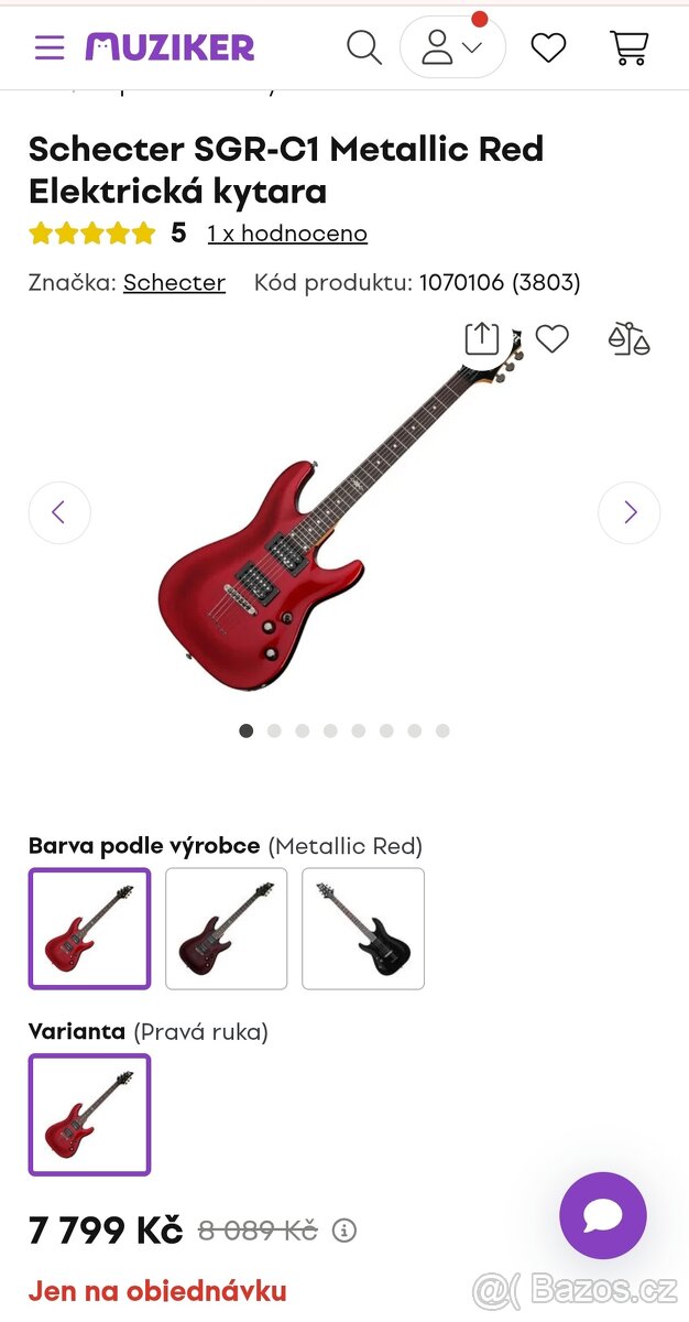 Schecter SGR-C1 Metallic Red Elektrická kytara - 7