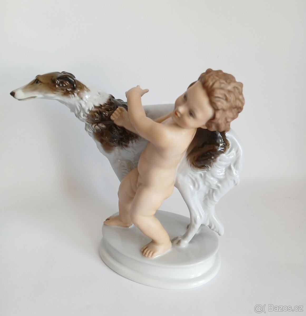 Porcelánová figurka puttiho a barzoje - Rosenthal - Německo - 7