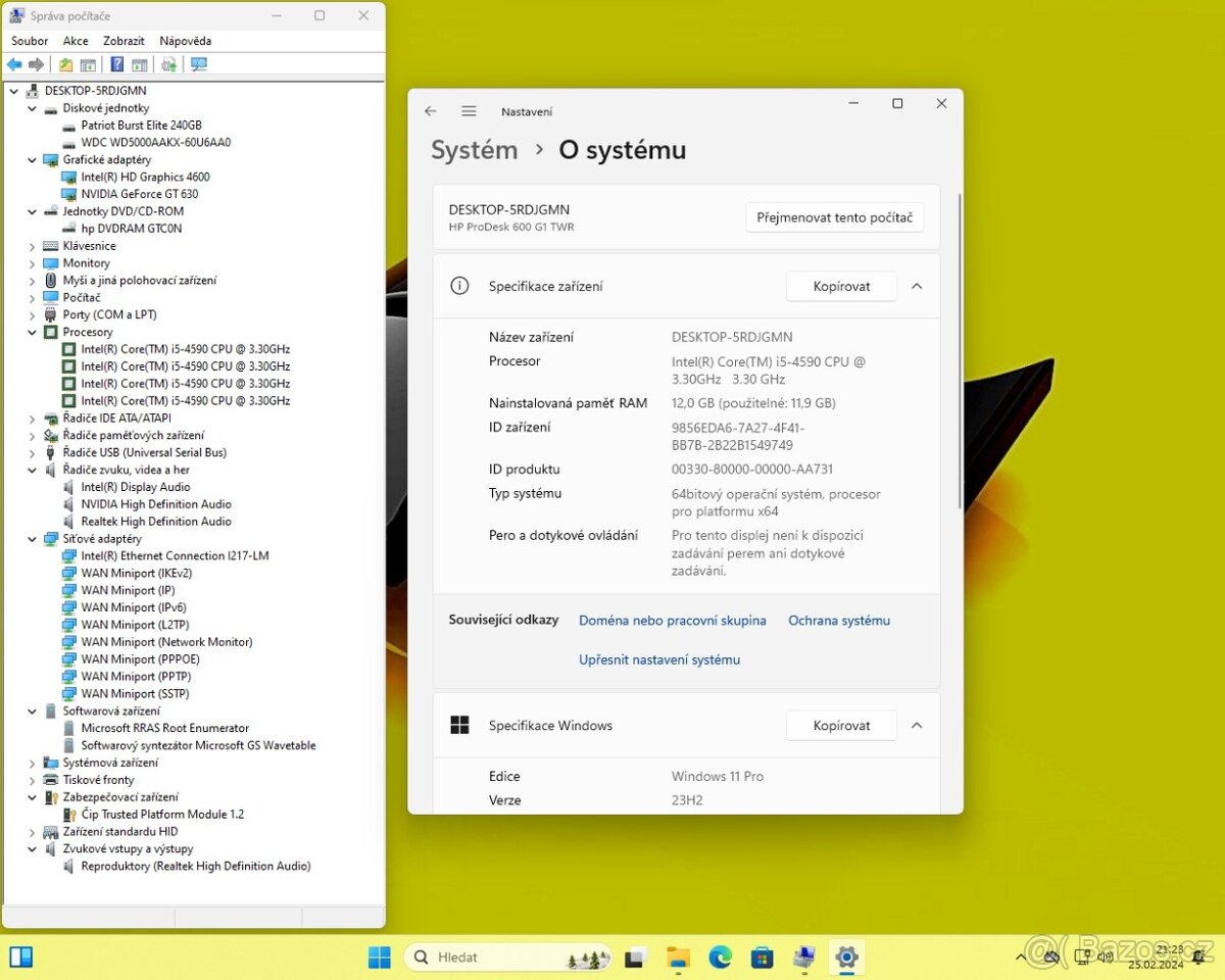 PC HP PRODESK 600 i5-4590/12GB/SSD240GB+HDD500GB/GT630/WIN11 - 7