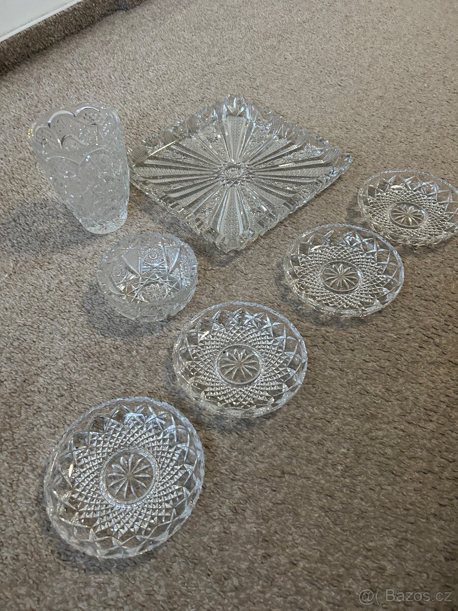 Bohemia crystal tác, sklenice, misky aj. - 7