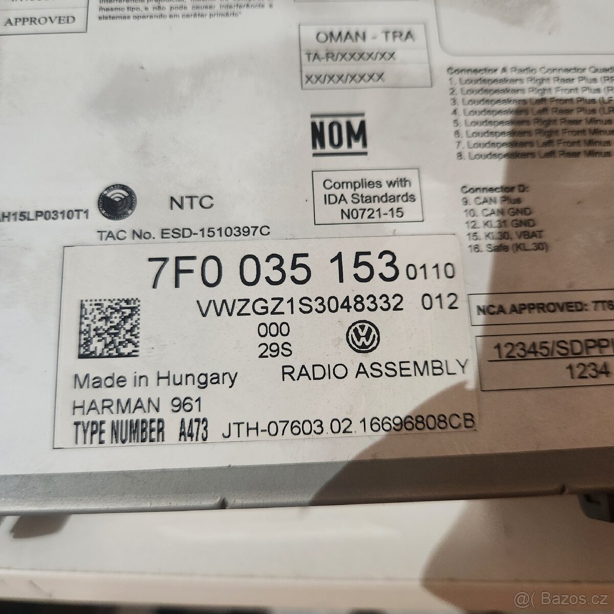 VW MIB GLOBAL ENTRY TRANSPORTER BLUETOOTH - 7