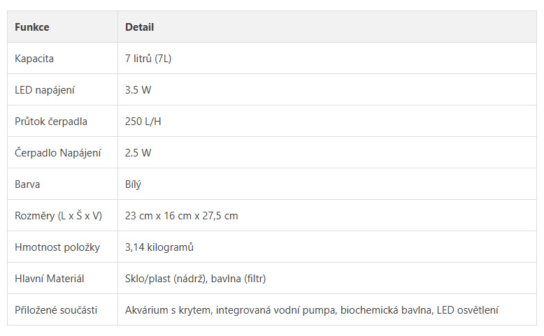 Mini akvárium Nobleza 7 l, bílé, LED - 7