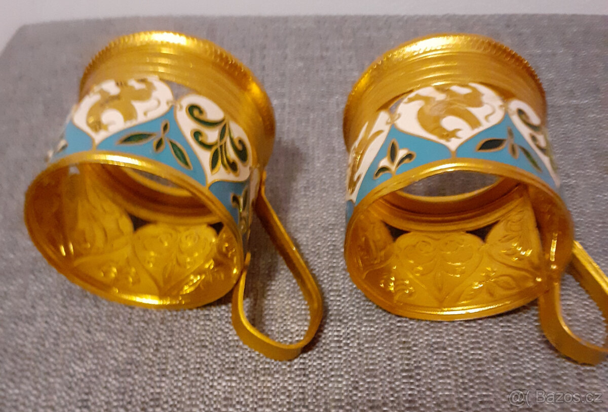 Retro ruské kovové držáky na skleničky "podstakanniky" - 7