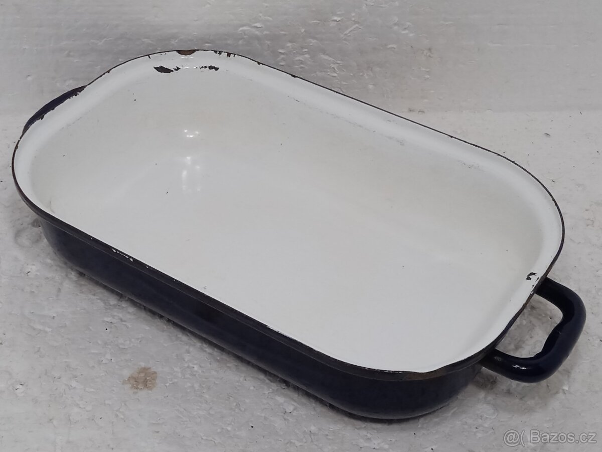 Starý modrý smaltovaný pekáč ČSSR - 7