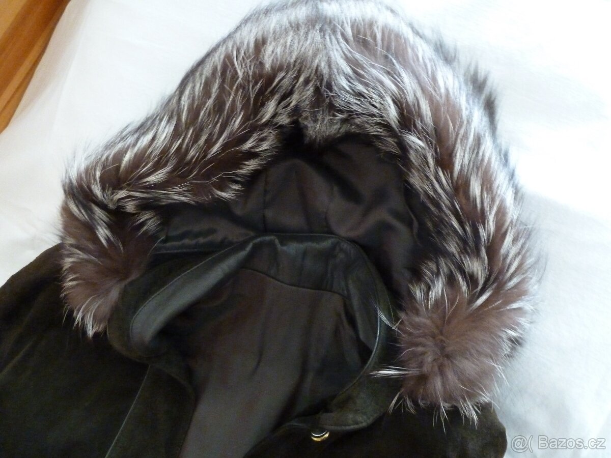 Kožený dámský kabát s pravým liščím límcem. Vel. 40-44. - 7