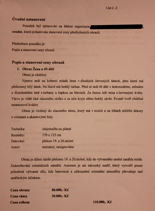 obraz Orient, XXXL 146 x 186 cm, olej posudek na 110.000,-Kč - 7