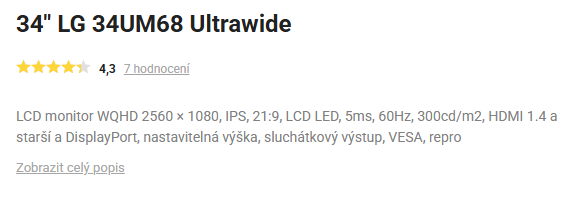 Monitor LG 34 ultrawide 34UM68-P - 7