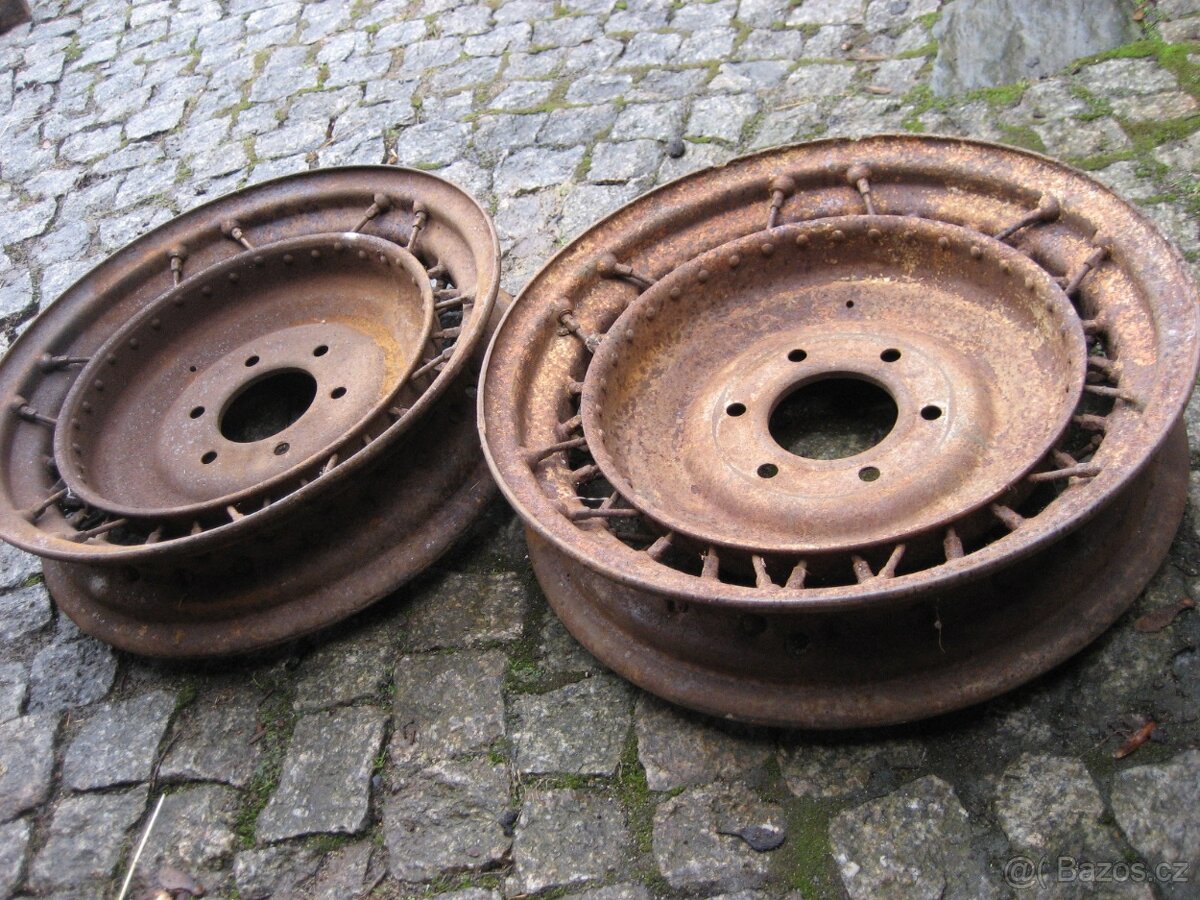 Drátěné Disky Hering 3,62 x 17" Tatra Praga Horch Mercedes - 7