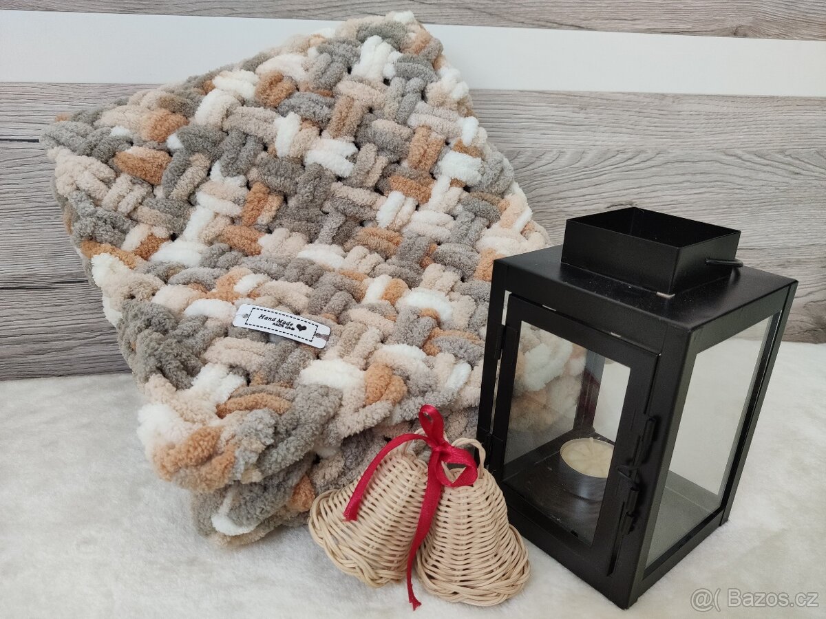 Pletená dětská deka hnědá mix - 7