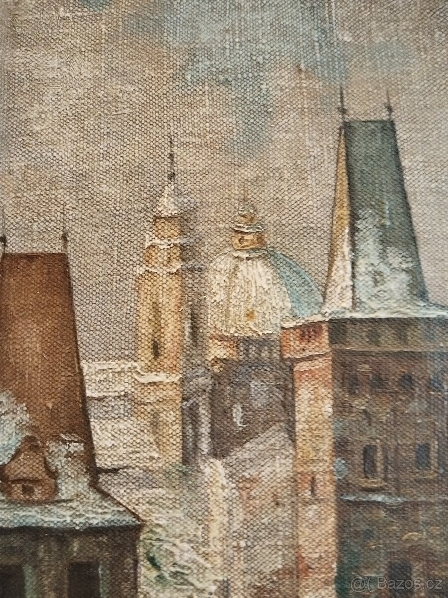 obraz KARLŮV MOST V ZIMĚ, olej, sign. Tůma 1944 - 7