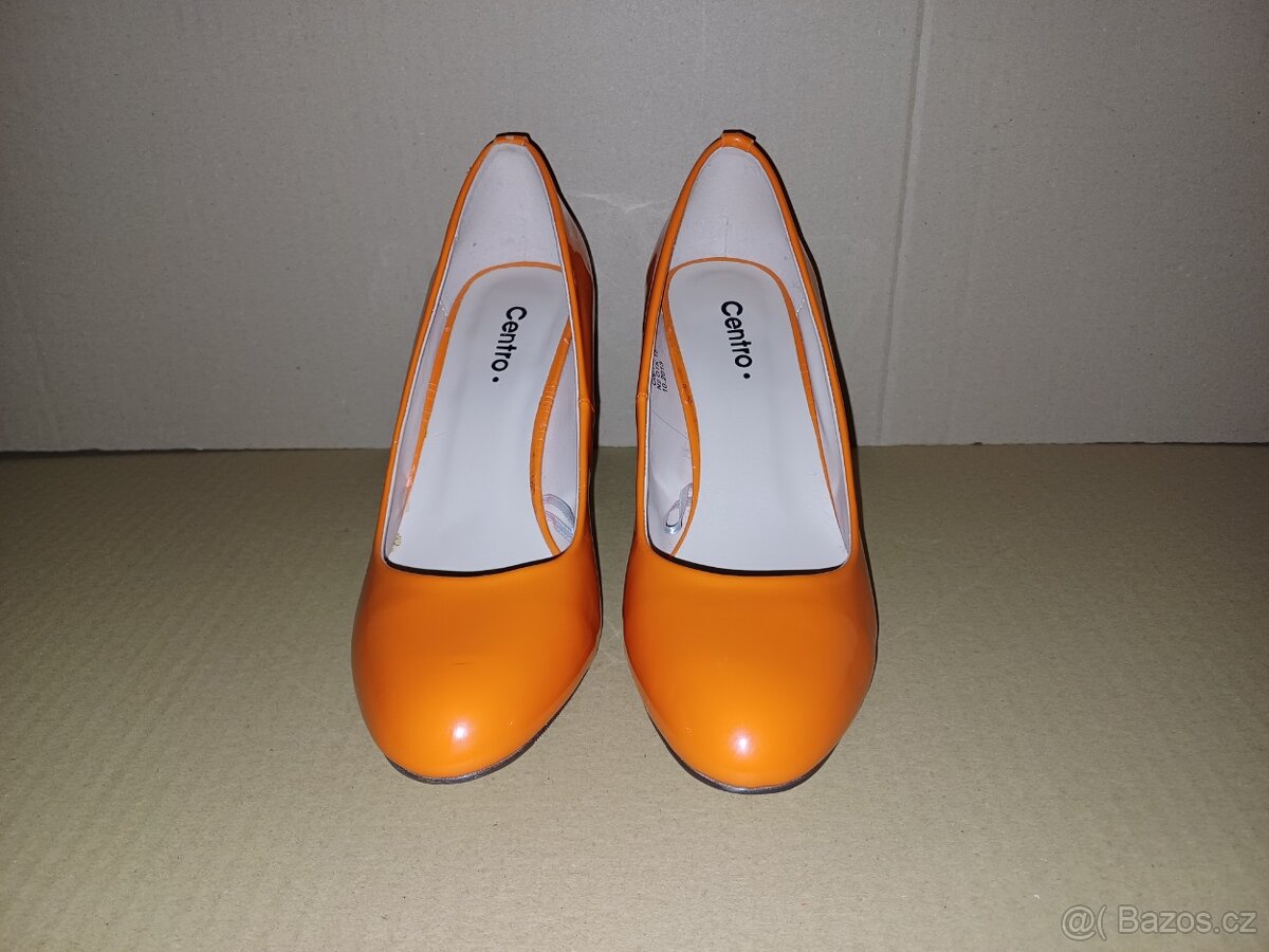 Oranžové lakované lodičky vel.37 - 7