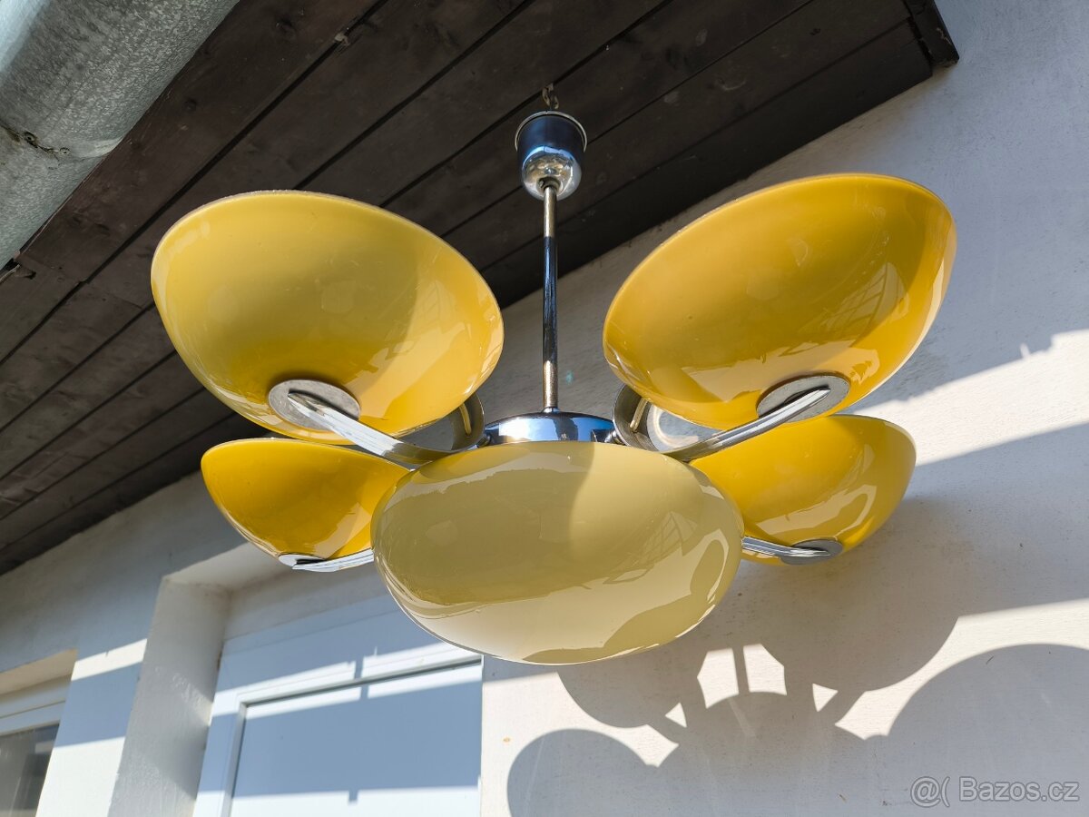 Funkcionalistický Art Deco chromový lustr - 7