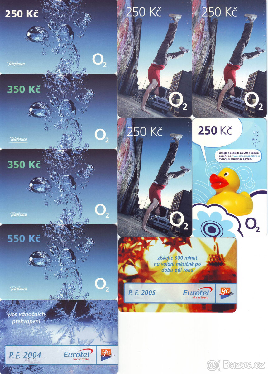 Staré dobíjecí kupóny na mobilní telefon, celkem 96 kusů - 7