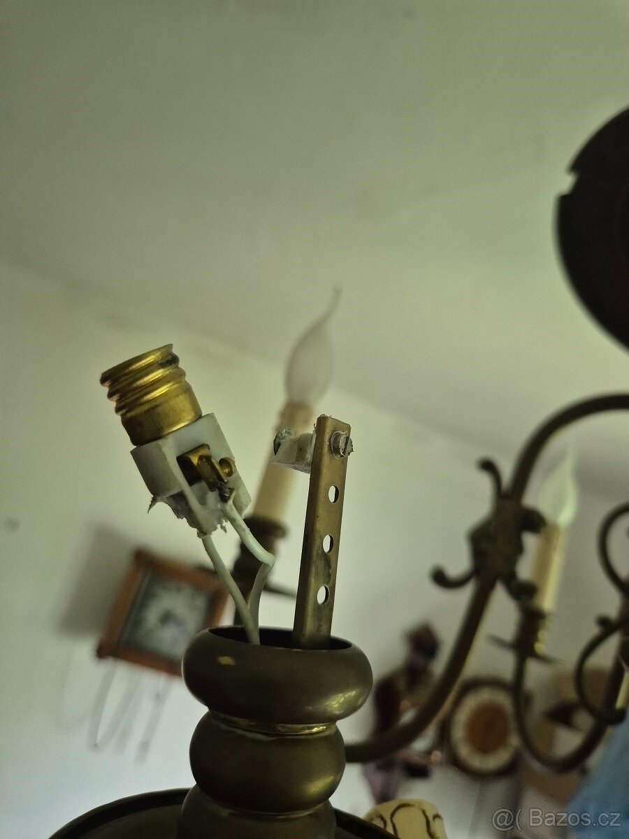 zámecký vlámský mosazný lustr- funkční - 7