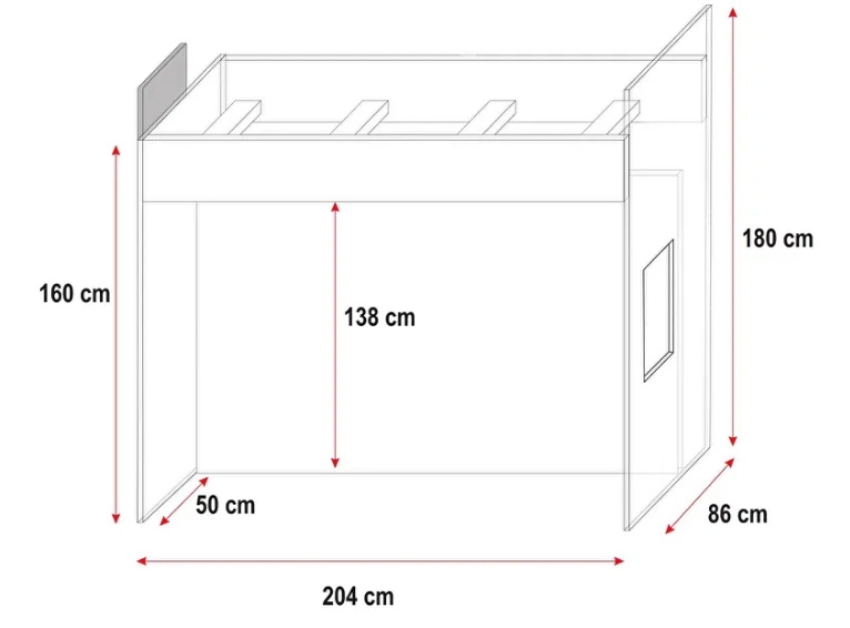 Nová multifunkční patrová postel, psací stůl, skříň - 7