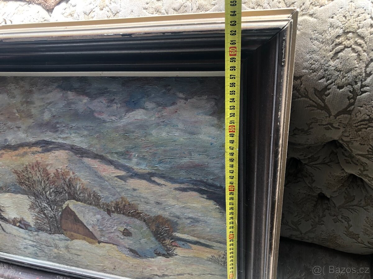 Obraz zimní krajina, olej na desce 115x80cm - 7