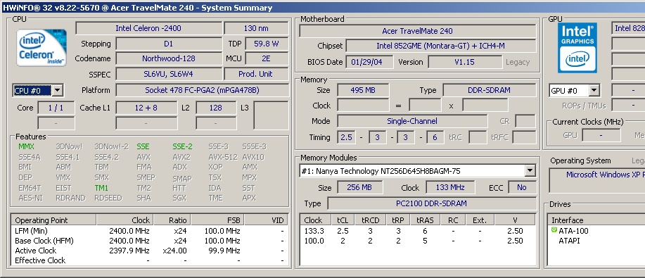 Notebook Acer TravelMate 242FX - 7