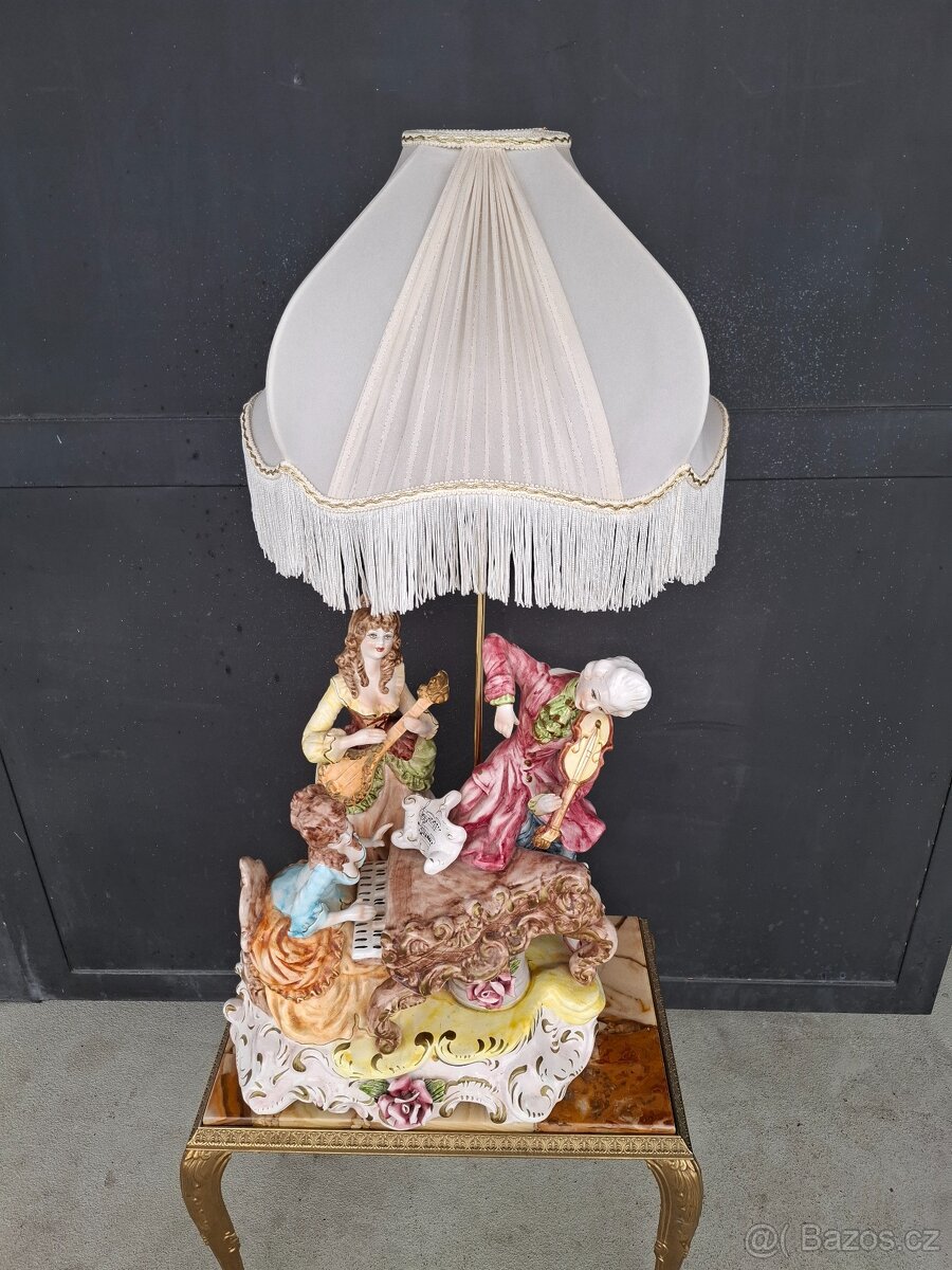 Starožitná porcelánová lampa Capodimonte - 7