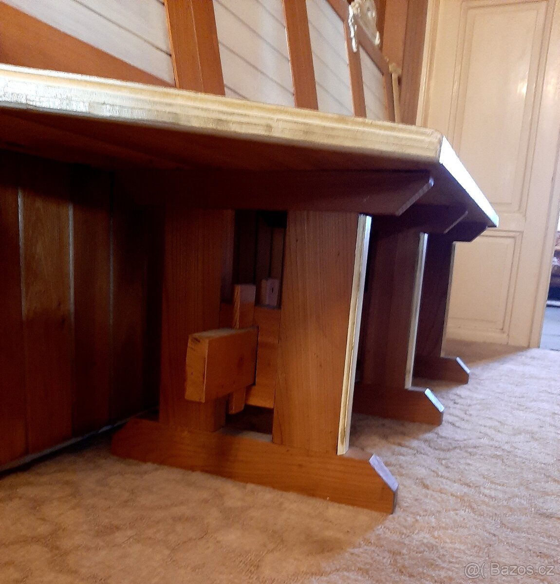 velká stylová lavice, jilmové dřevo - 7