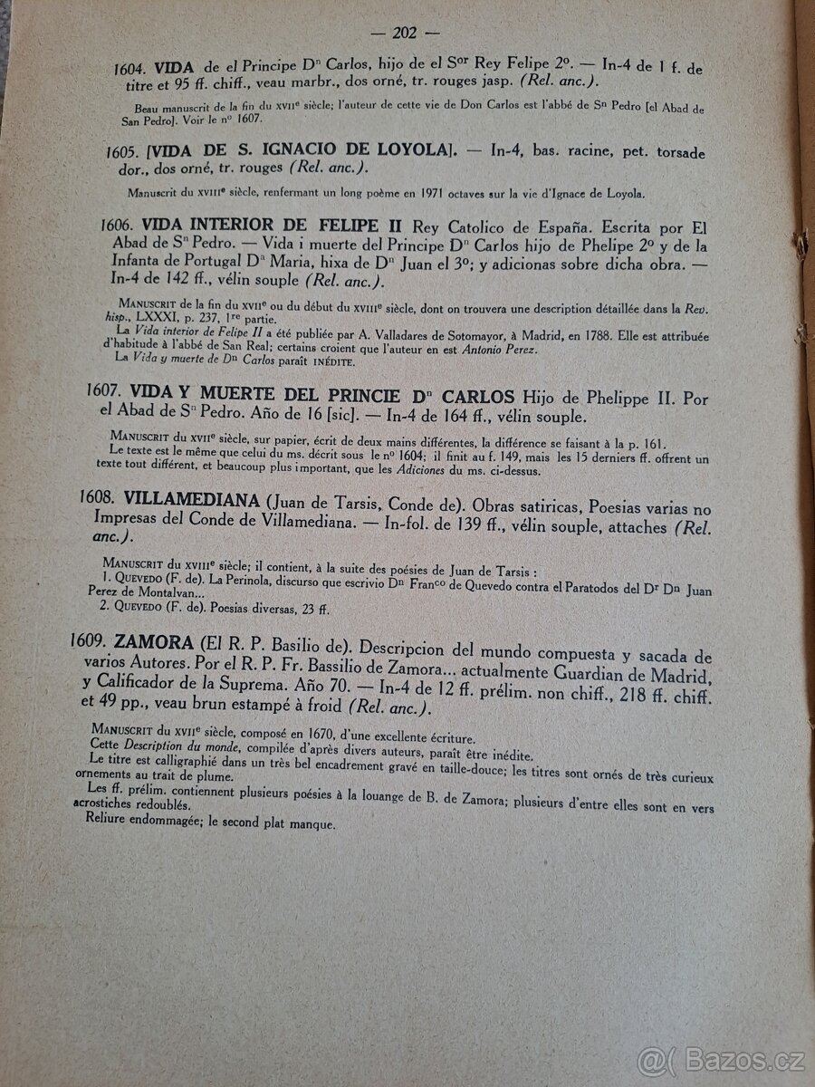 Catalogue de la Bibliothèque Hispanique, 1936, Karel Zink - 7