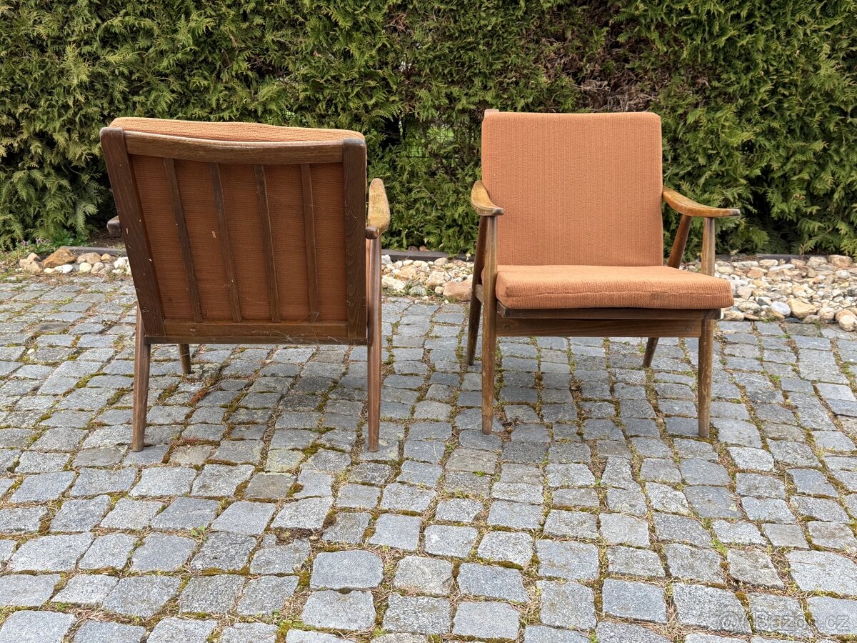 Ikonická retro křesla TON Jaroslav Šmídek 60. léta, originál - 7