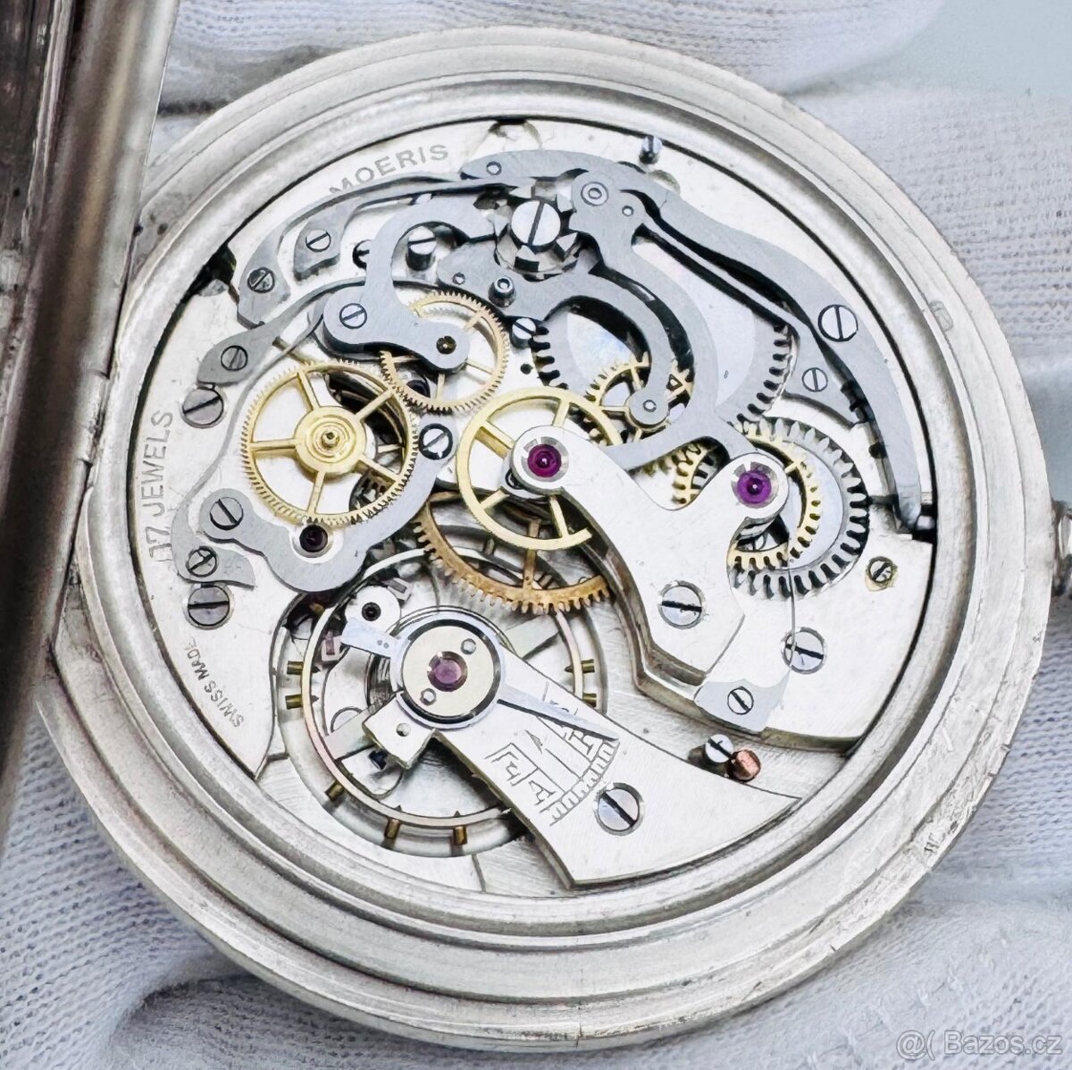NÁDHERNÝ PÁNSKÝ CELO STŘÍBRNÝ CHRONOGRAF MOERIS - 7