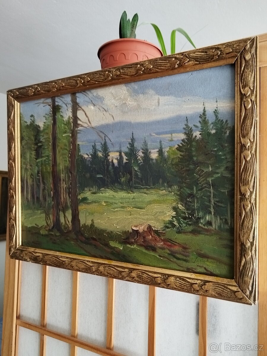 obraz LESNÍ MÝTINA, olej, sign. Trinkmoc - 7