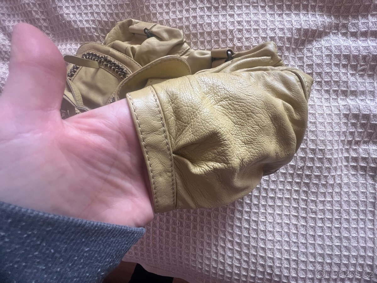 Kožená kabelka/brašna/taška žluto/zelená - 7