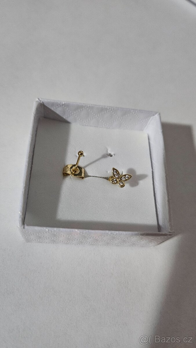 Náušnice motylci pozlac.14K - 7