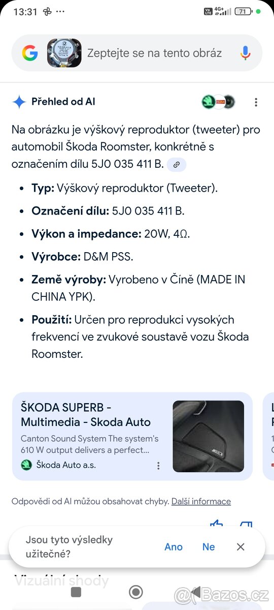 Výškově reproduktory škoda Roomster fabia 2 - 7
