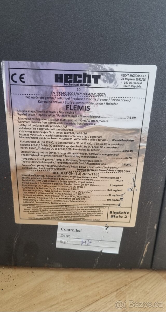 Krbová kamna Hecht 7.6 kw - 7